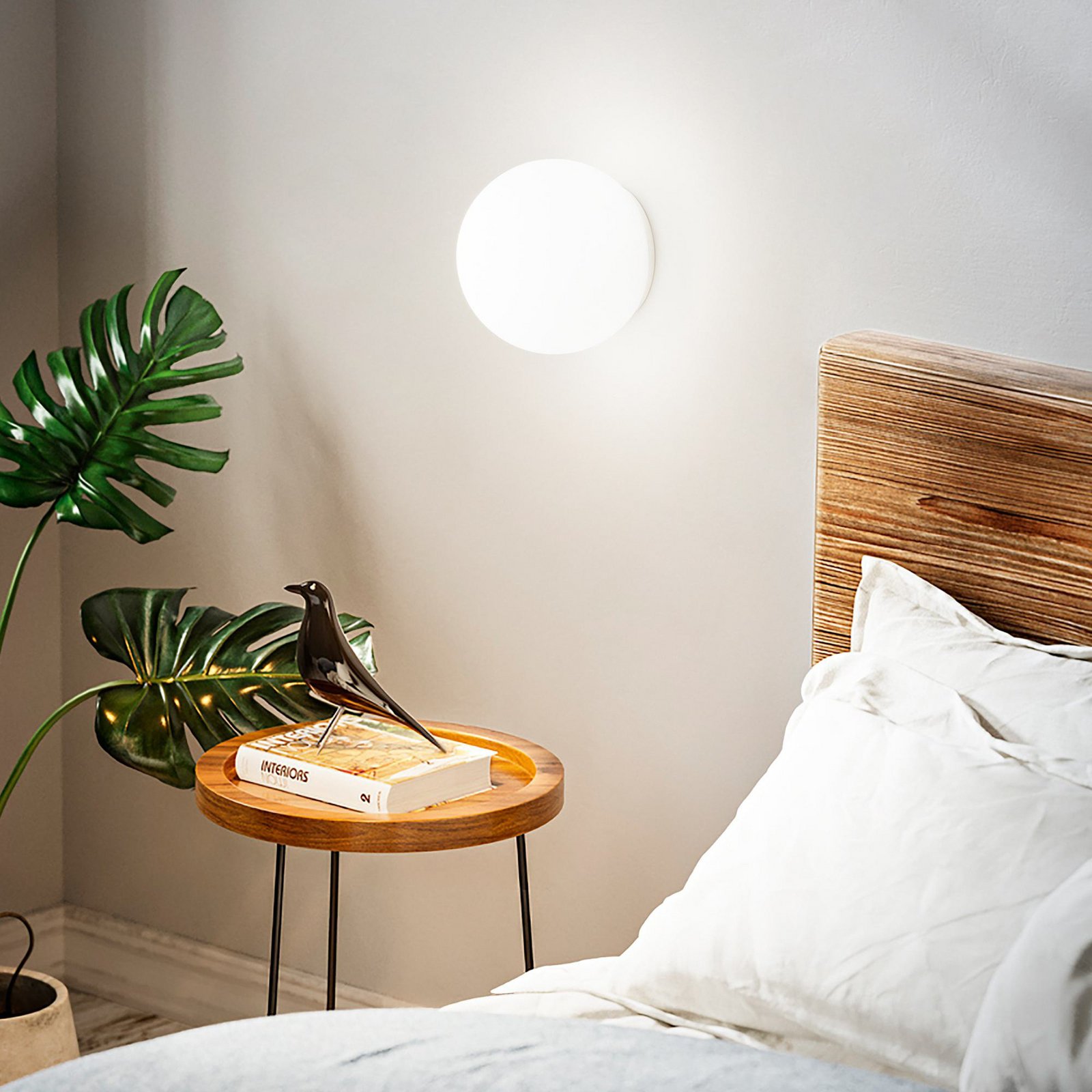 Ideal Lux стенна лампа Mapa, Ø 30 cm, E27, бял, стъкло, сферичен