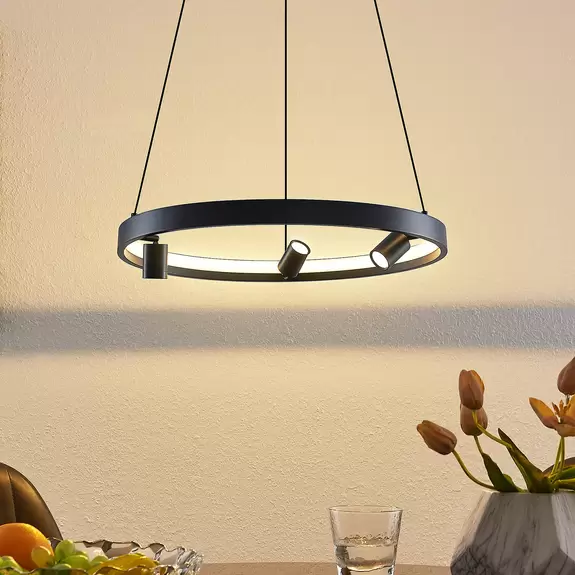 Lampenwelt Lucande Paliva LED-Hängeleuchte, 48 cm, schwarz