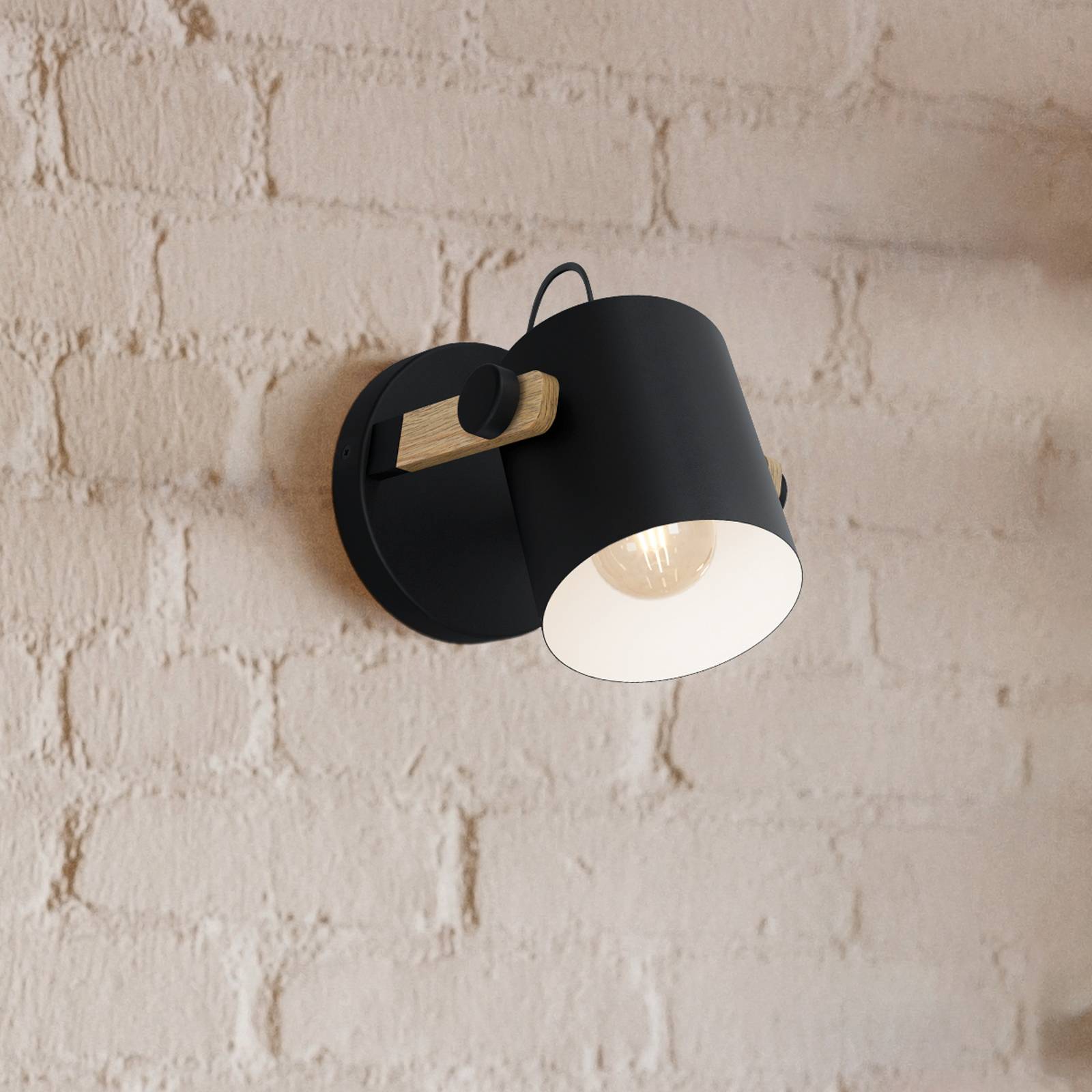 EGLO Applique murale Hornwood, Ø 17 cm, noir/brun, acier