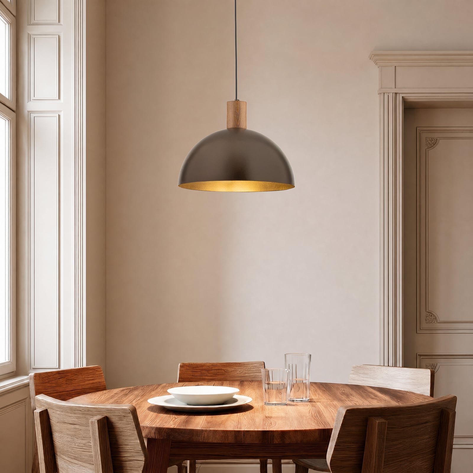 Suspension Oslo, marron, métal, Ø 34 cm, E27