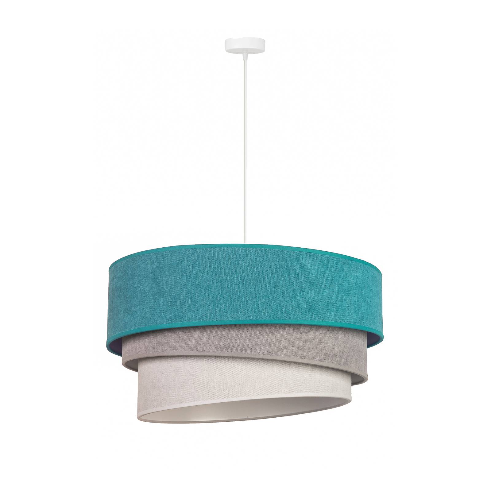 Euluna Pastell Trio hanging light turquoise/grey, for Living / Dining Room, velvet, E27, 40 W, H: 25 cm