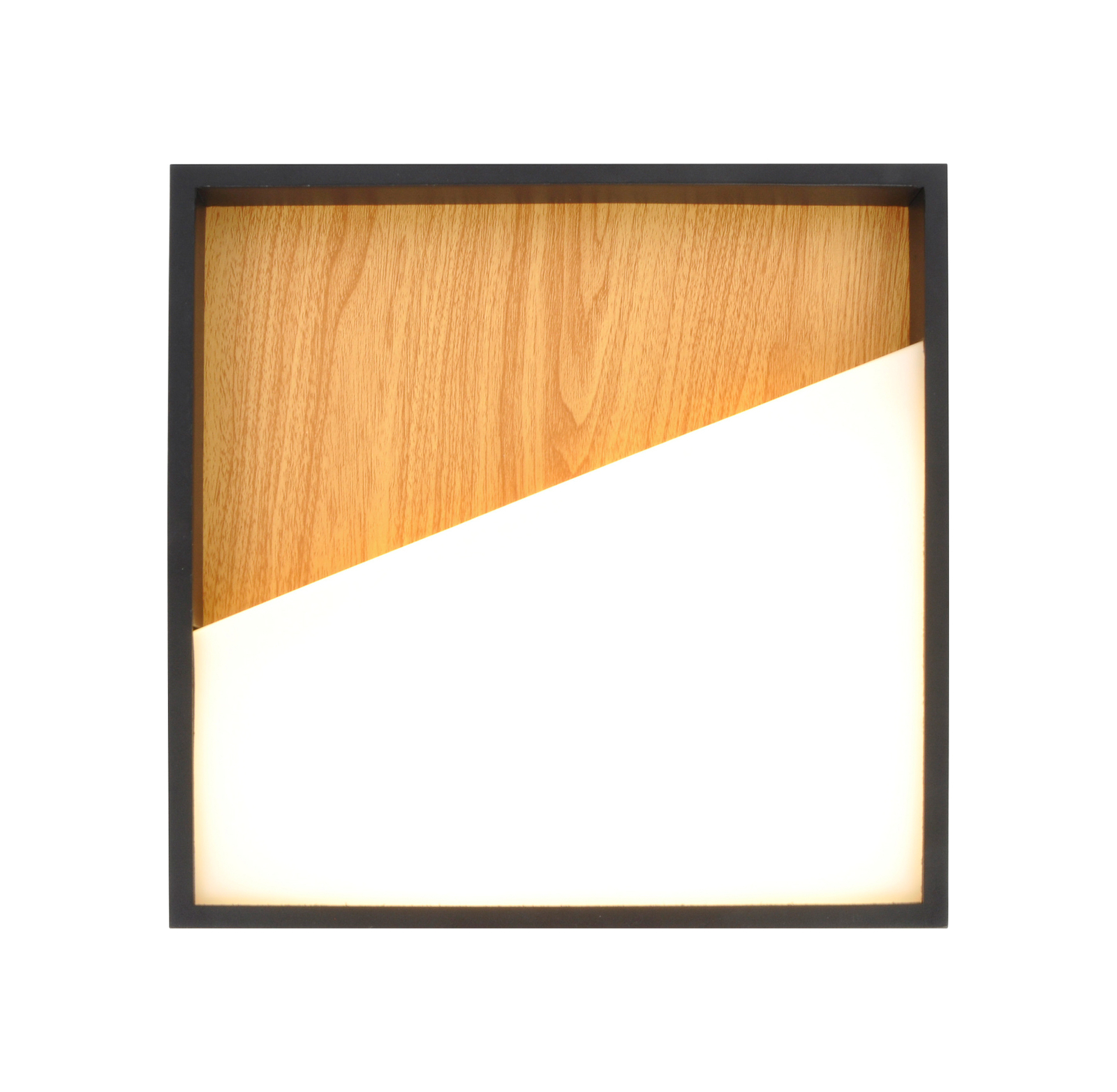 LED-Wandleuchte Vista, holz hell/schwarz, 40 x 40 cm