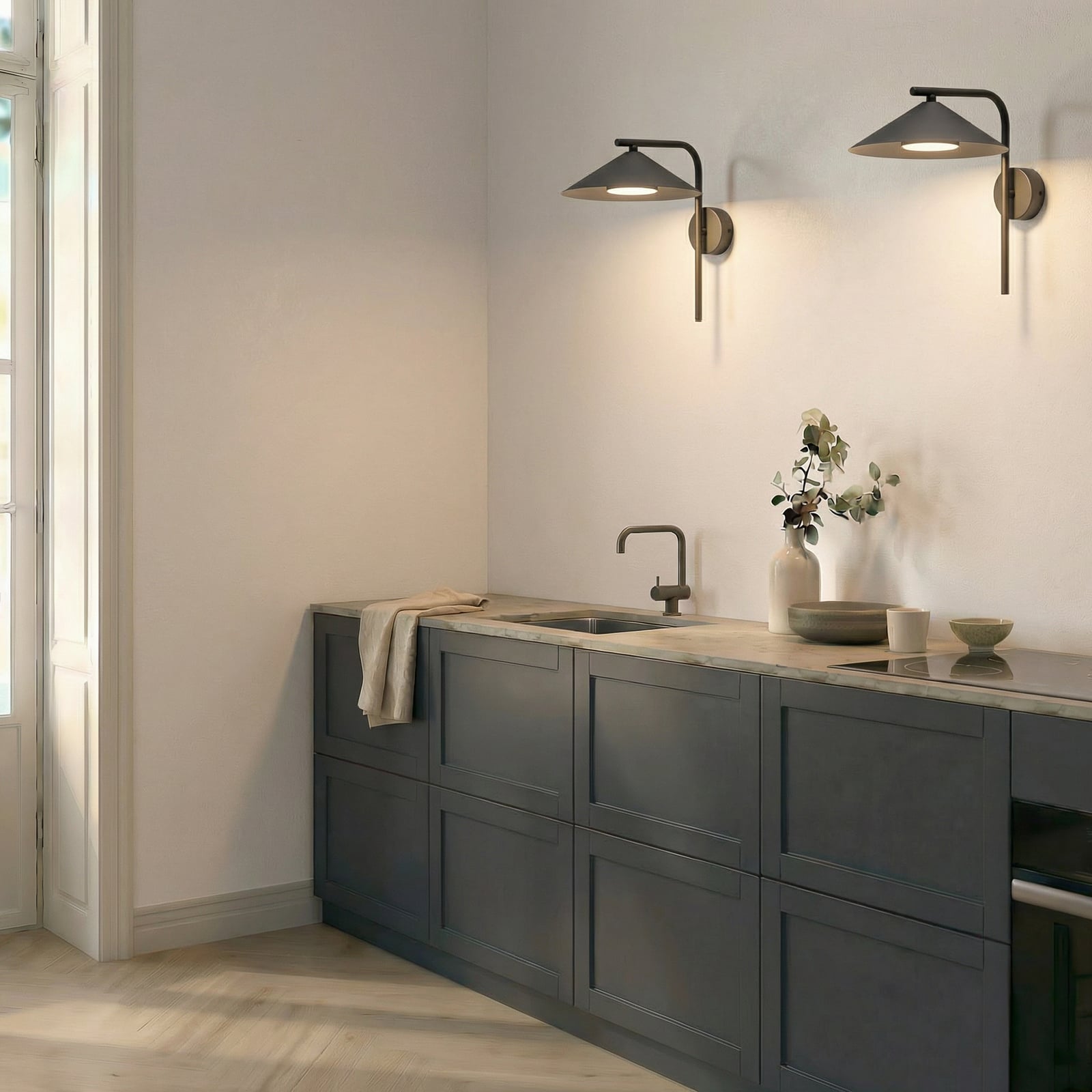 Lume wall light, brown, metal, height 30.5 cm