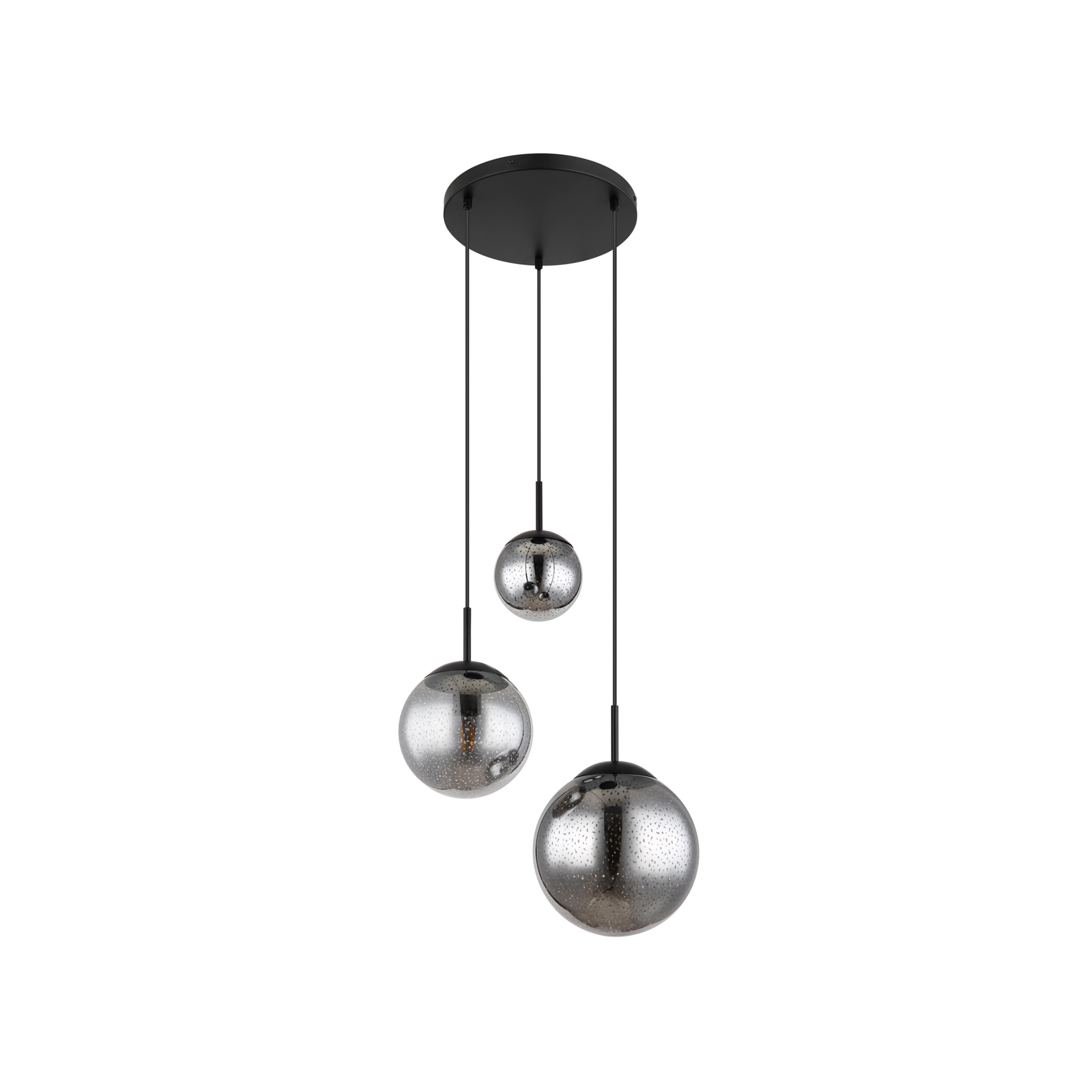 Samos pendant light, Ø 46.5 cm, smoke grey, 3-bulb, glass