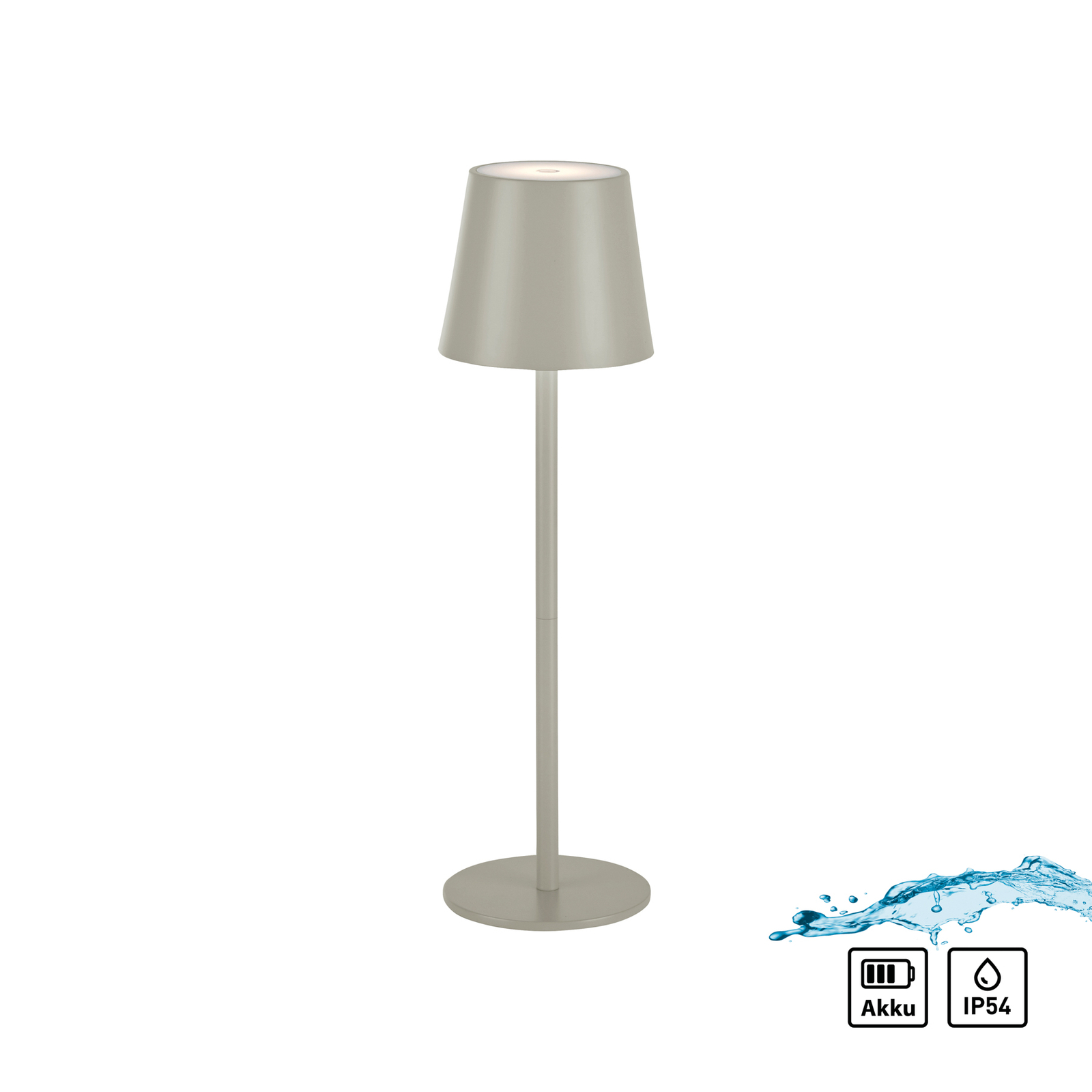 JUST LIGHT. Lampada LED da tavolo Euria, ferro grigio-beige IP54