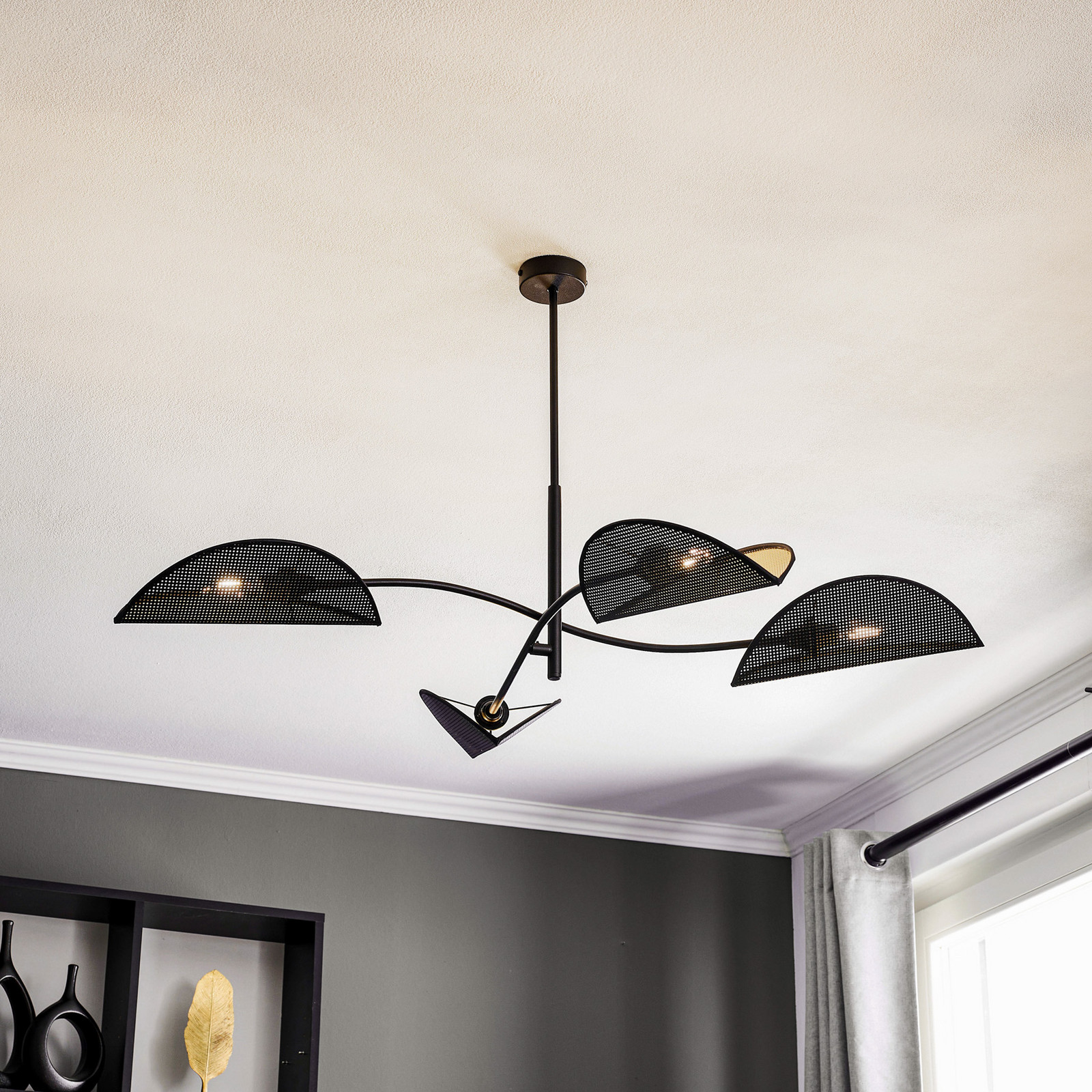 EMIBIG LIGHTING Plafonieră Lotus negru/auriu 4 becuri - Camera de zi / sufragerie - negru auriu - Metal
