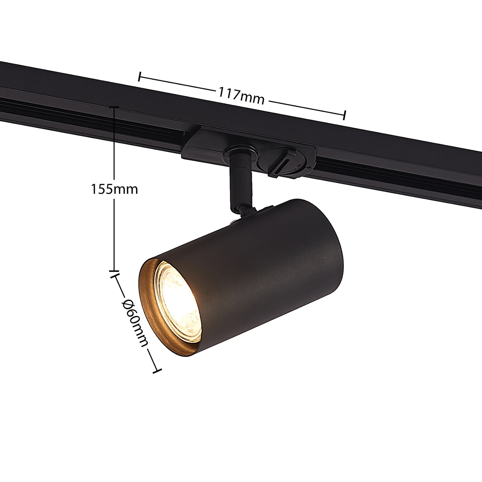 Lindby 1-Phasen-Schienensystem Linaro, GU10, 3-flg., schwarz