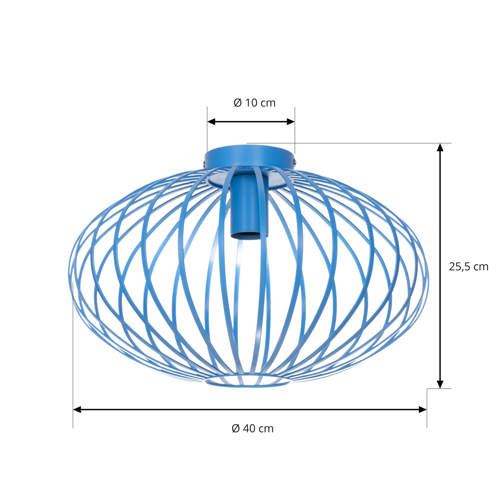 Lindby Maivi ceiling light, blue, 40 cm, iron, cage