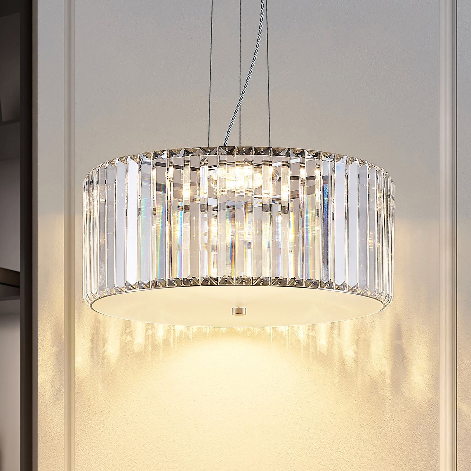 Lucande Alobani LED hanging light with crystals