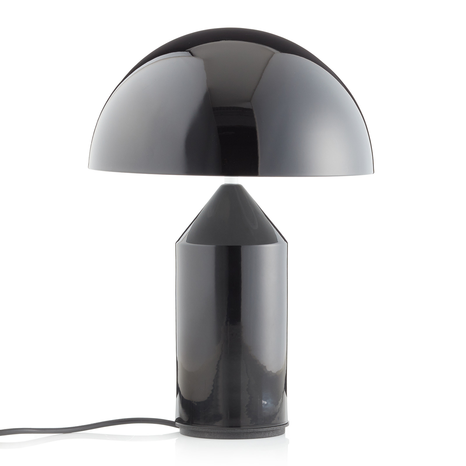 Oluce Atollo bordslampa, aluminium, Ø 25 cm, svart