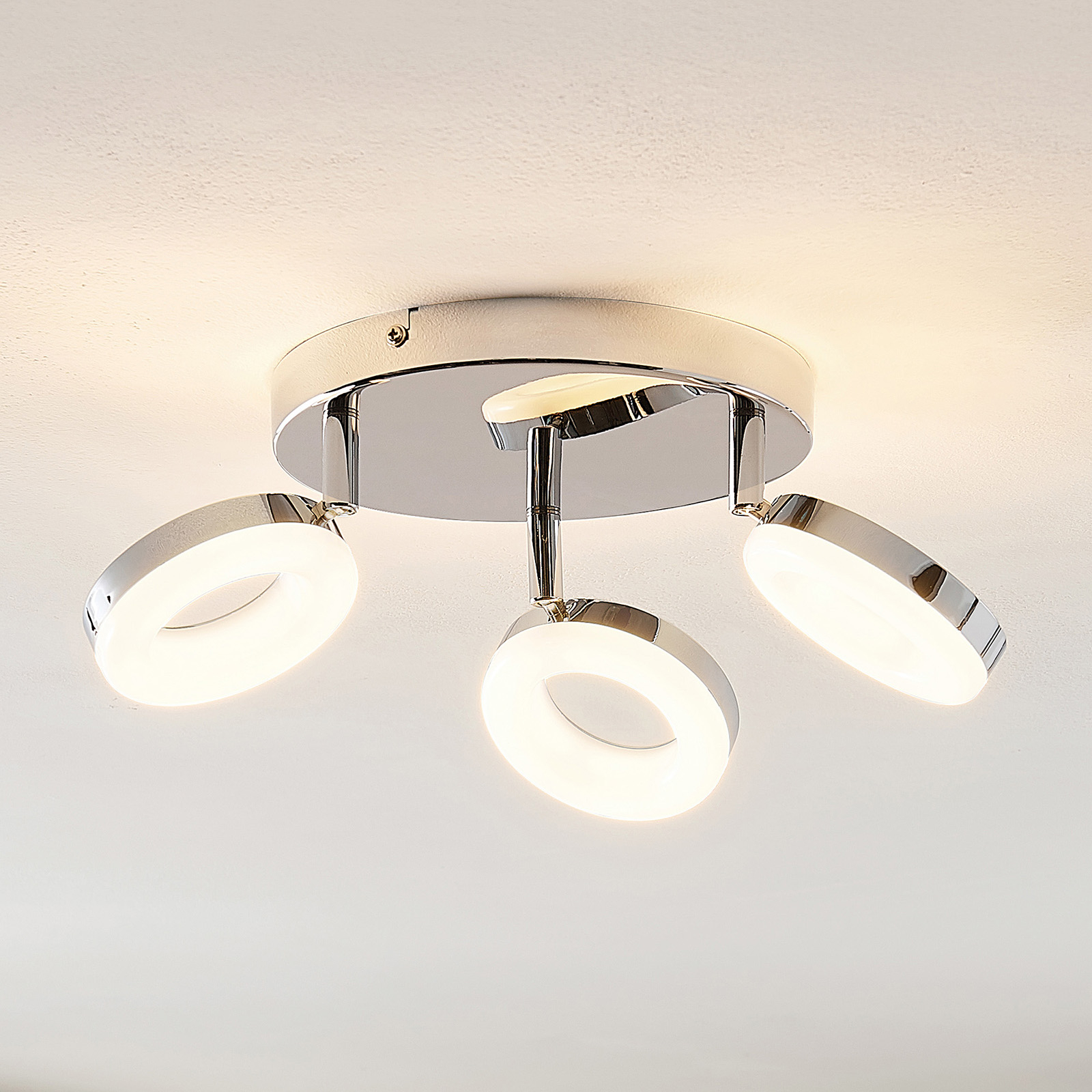 ELC Tioklia lampa sufitowa LED, chrom, 3-punktowa