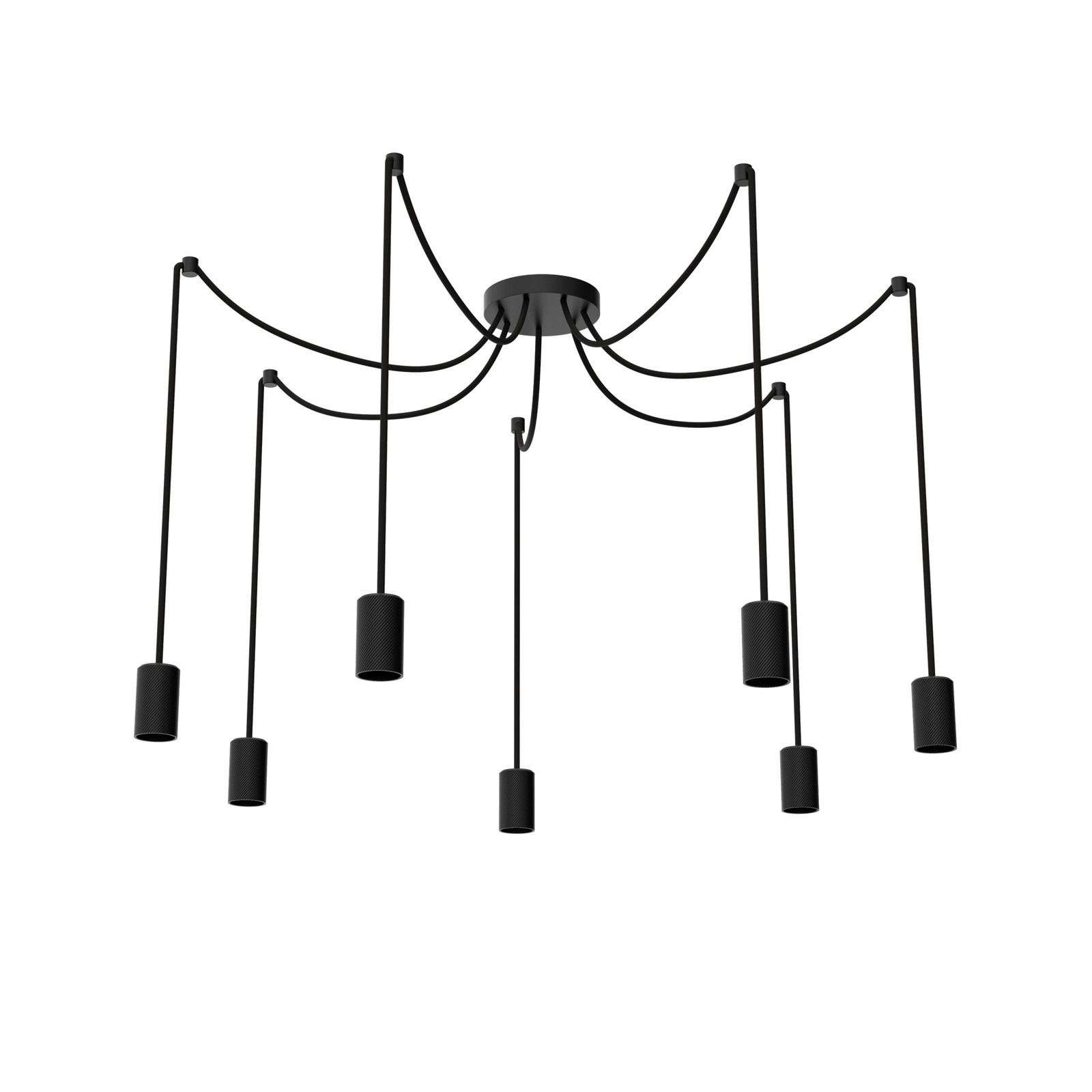 SEGULA Spyder 7 Wave lampă susp. negru 7 becuri
