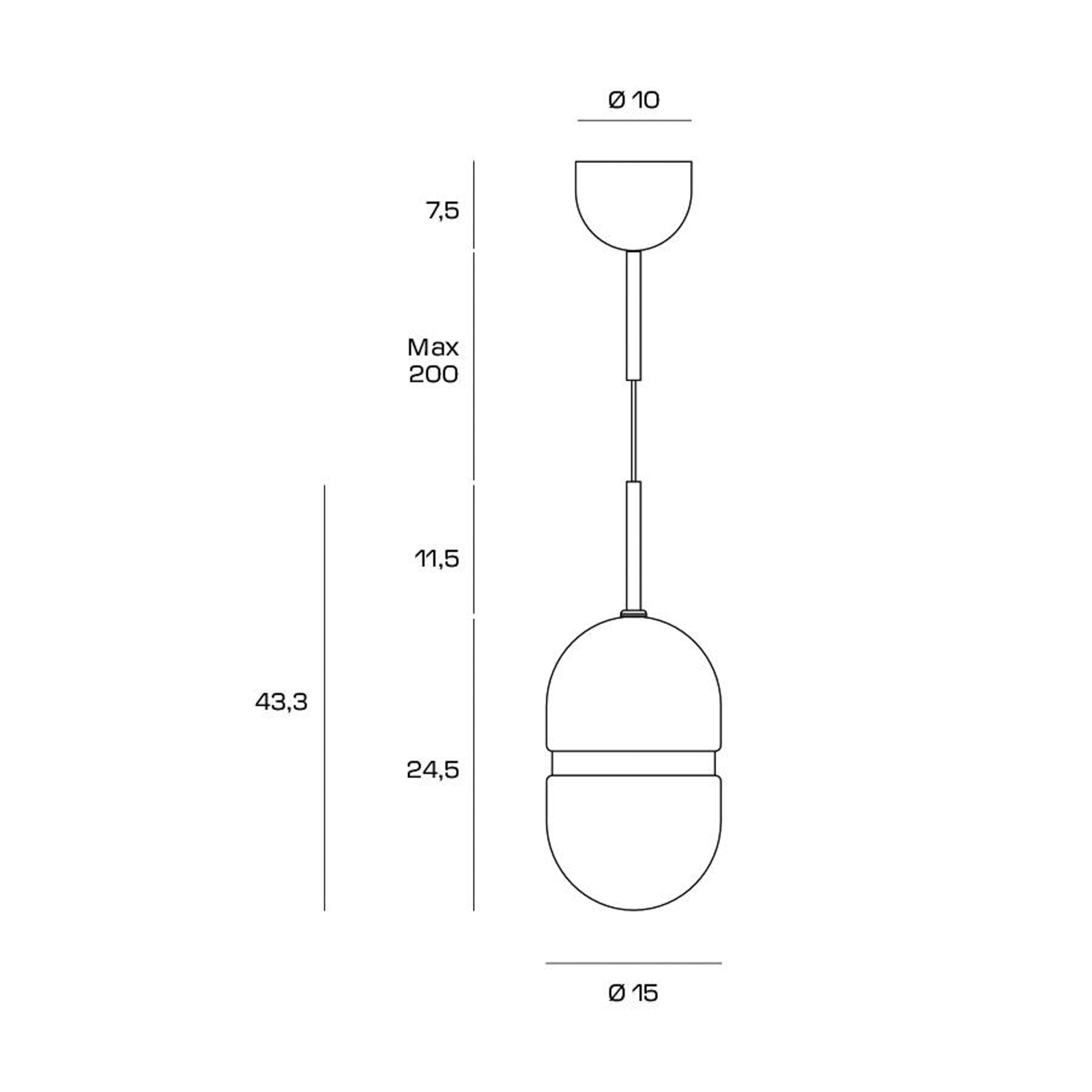 Domu pendant light, Ø 15 cm, bronze/white, glass, GX53