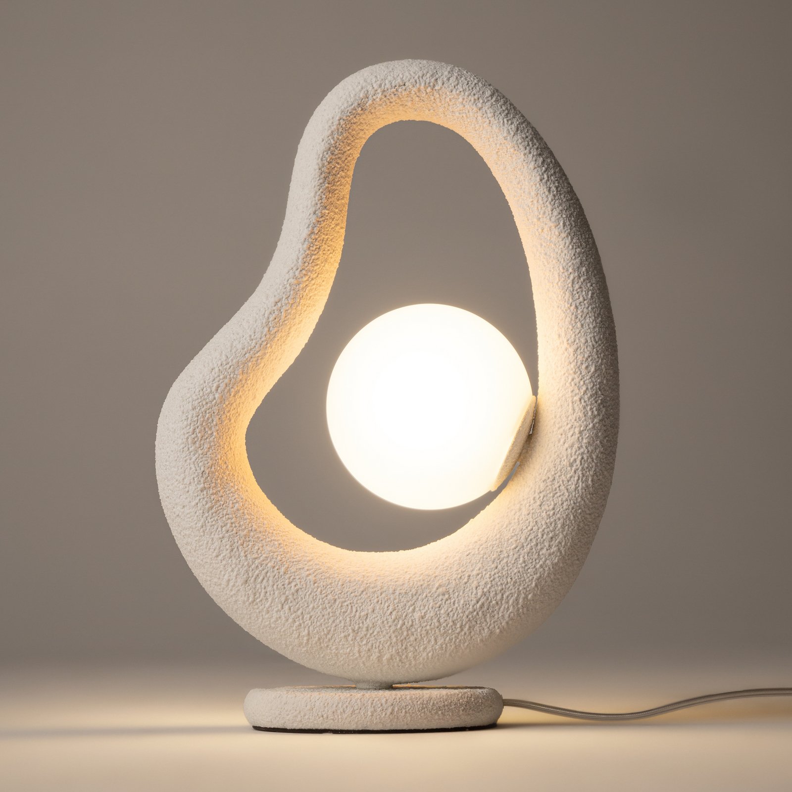 Maytoni LED-bordlampe Opus, hvid, metal/glas, højde 38 cm