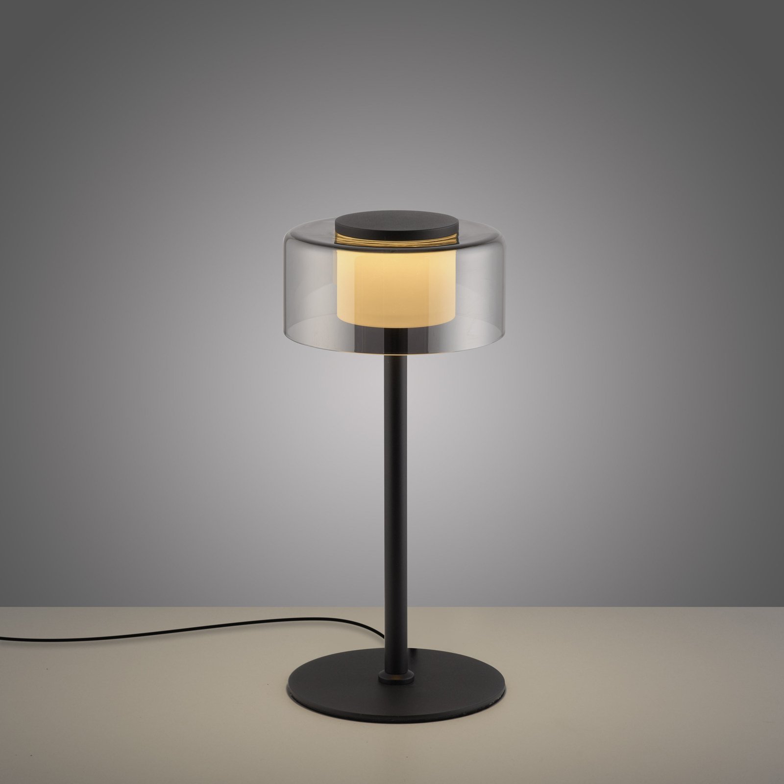 Paul Neuhaus Lampada LED da tavolo Rika, nero, altezza 33 cm, vetro