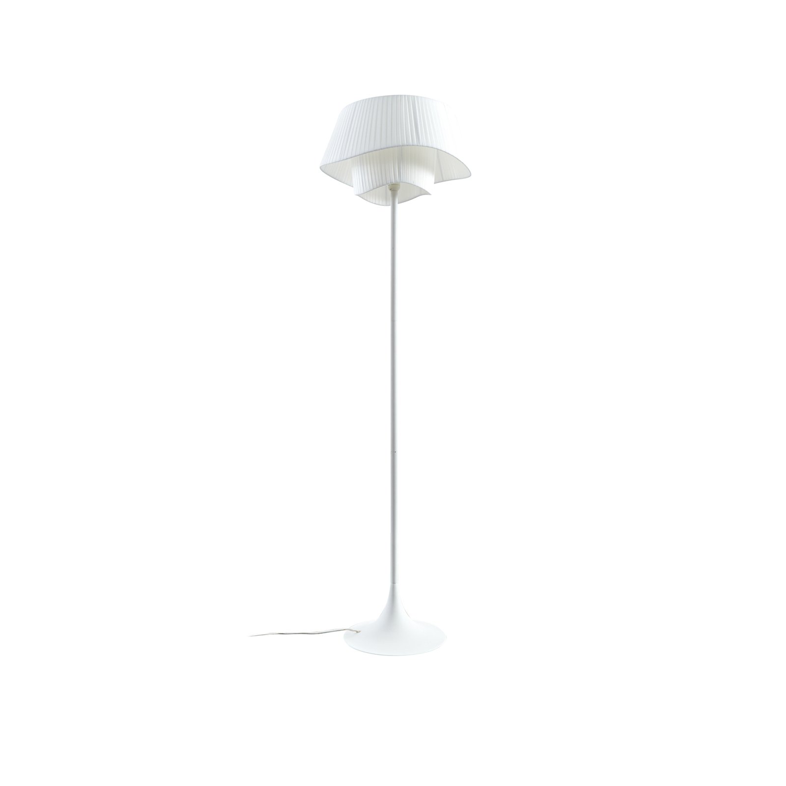 Stojací lampa Lindby Eryndor, bílá, textil, Ø 47 cm, E27