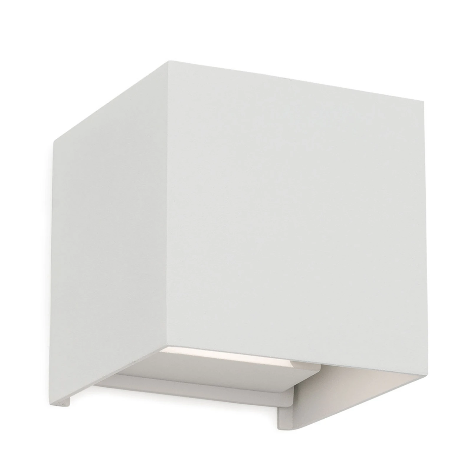 LED-Außenwandleuchte Cube, weiß, Metall, 10 cm, up/down