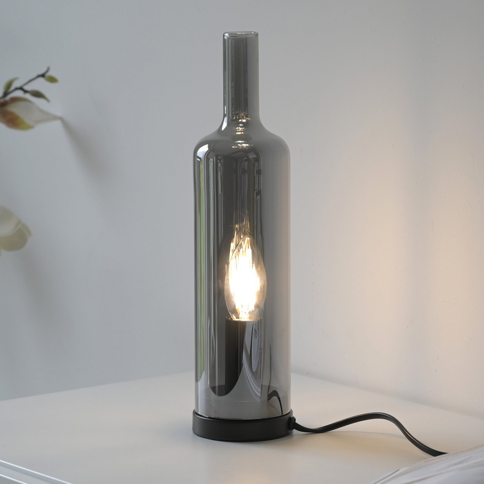 JUST LIGHT. tafellamp Bottle, rookgrijs, glas, E14