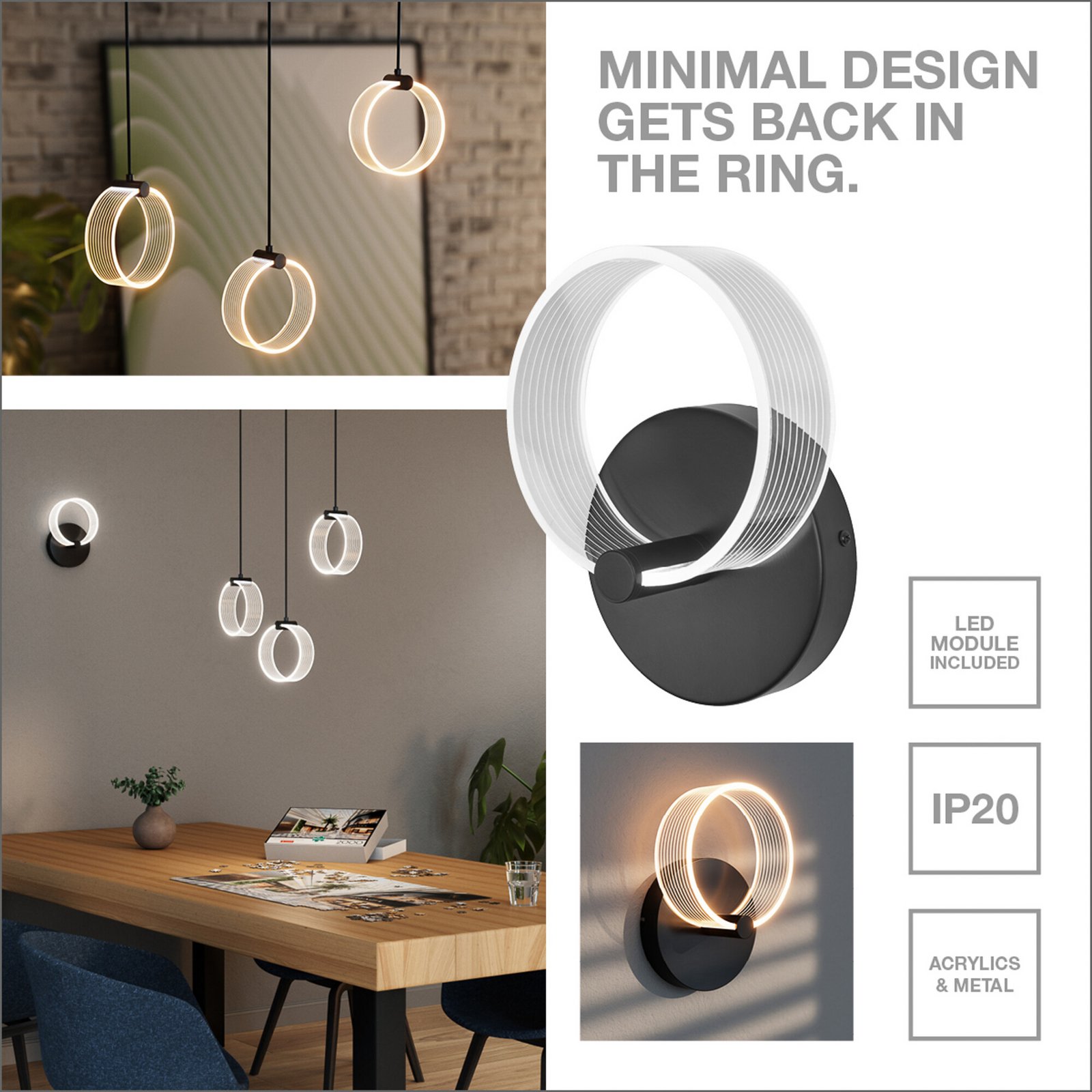 OSRAM LED-Hängelampe Decor Circle, 3-fl. rund, CCT, schwarz