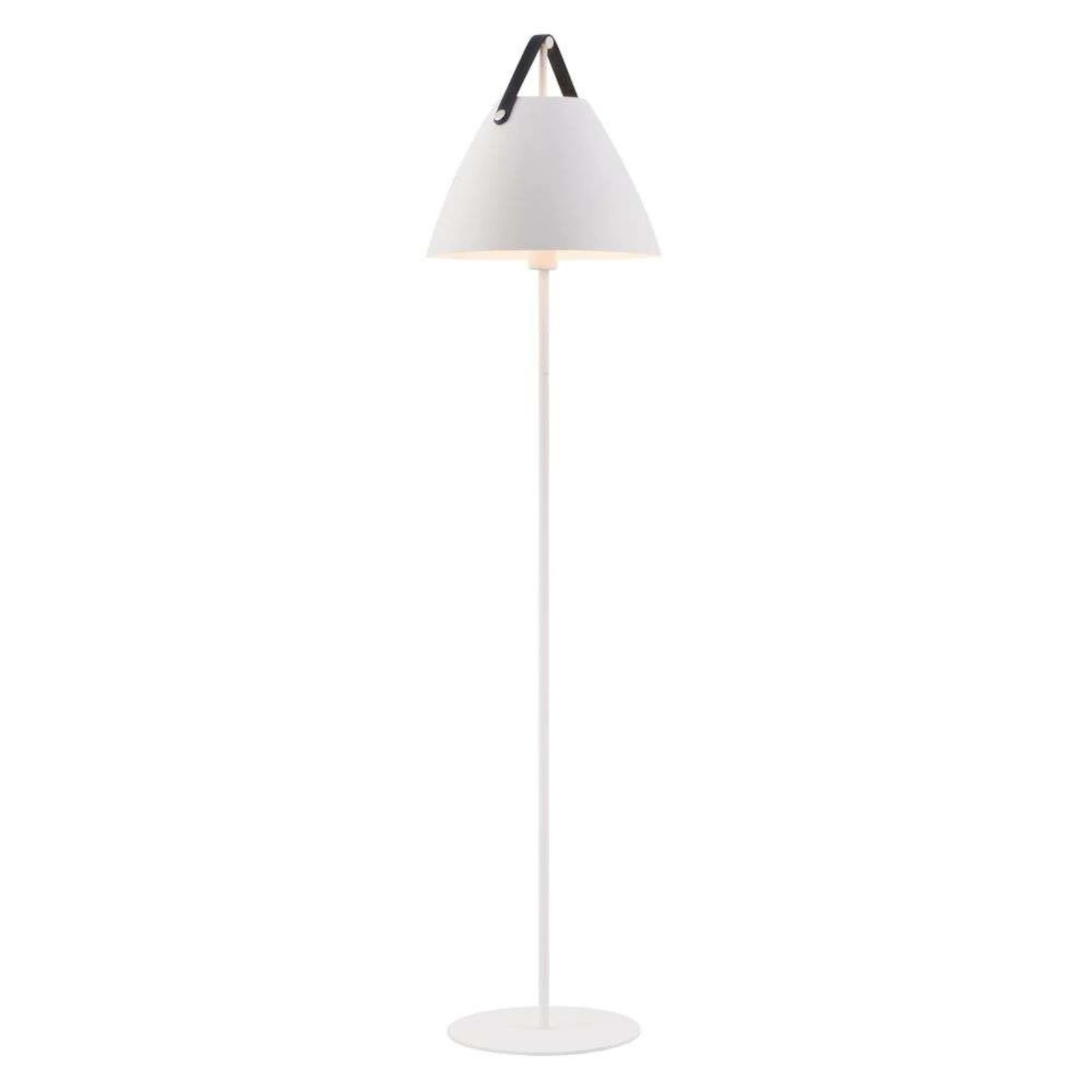 Podna lampa Remen od metala s kožnim remenom, bijela