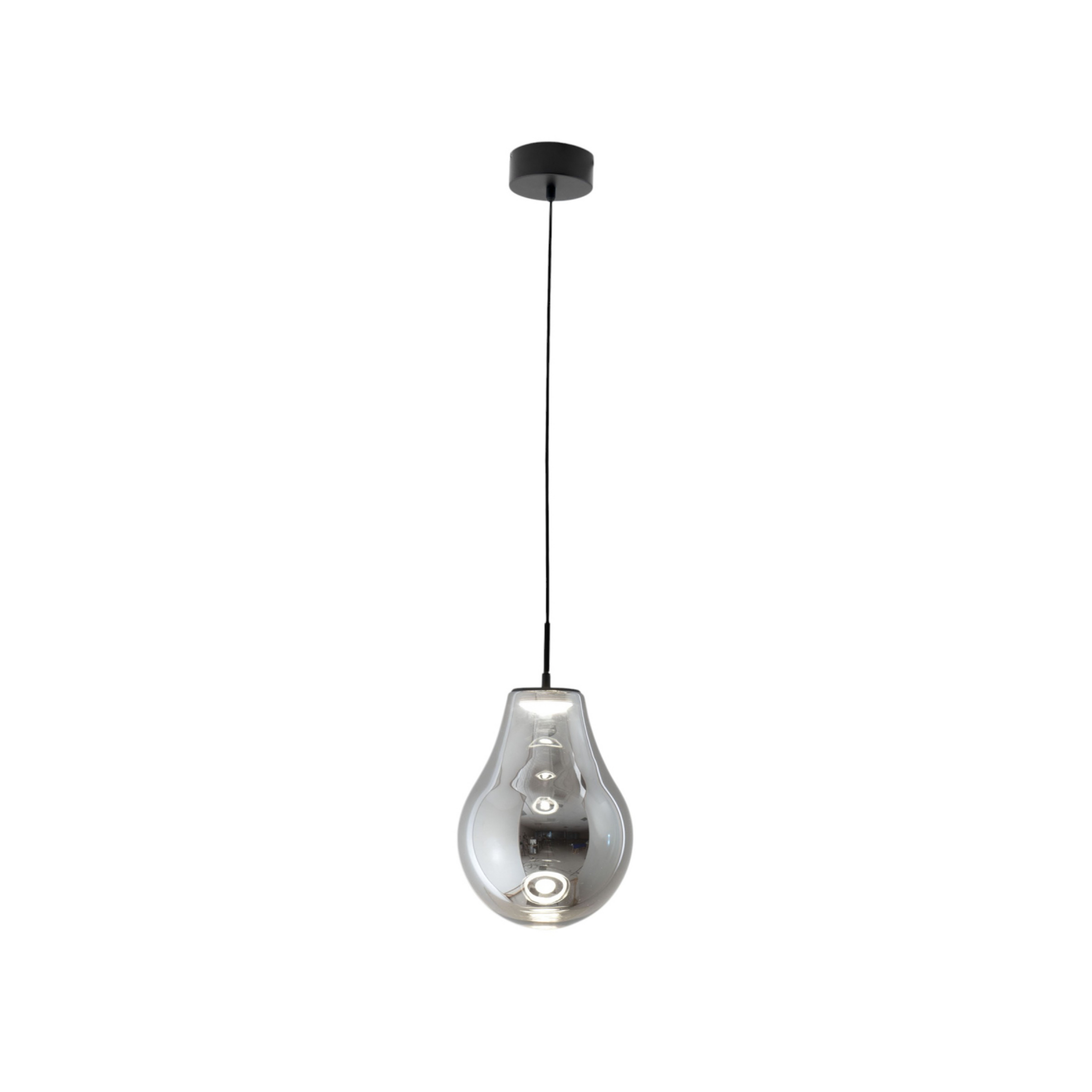 Lámpara colgante LED Noa, gris, cristal, Ø 25 cm, CCT, atenuable