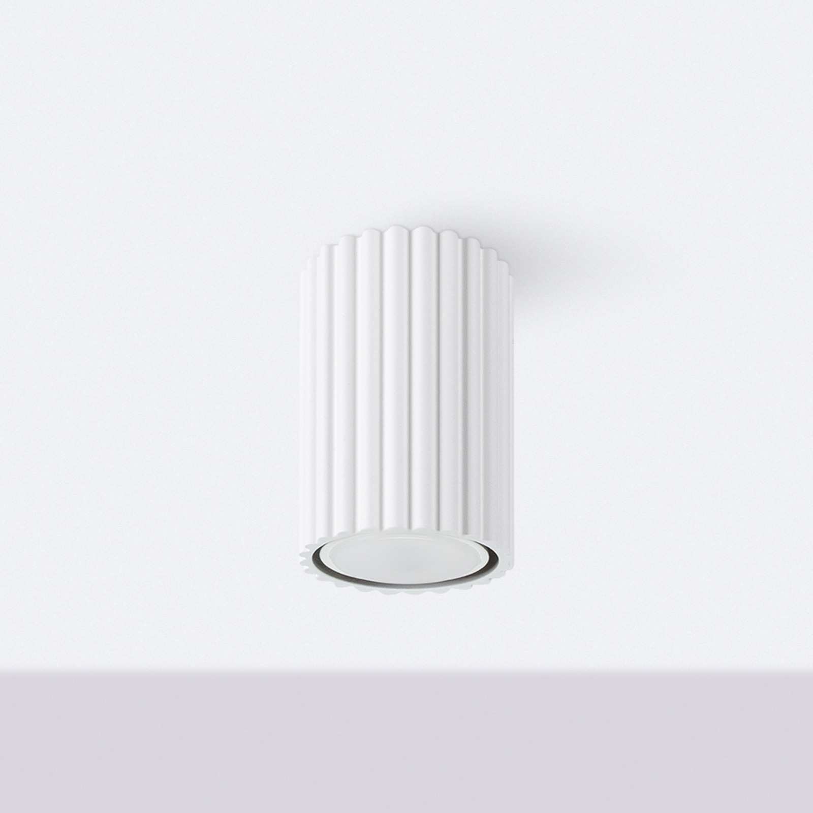 Lampa sufitowa Carbon, biała, wysokość 10 cm, aluminium
