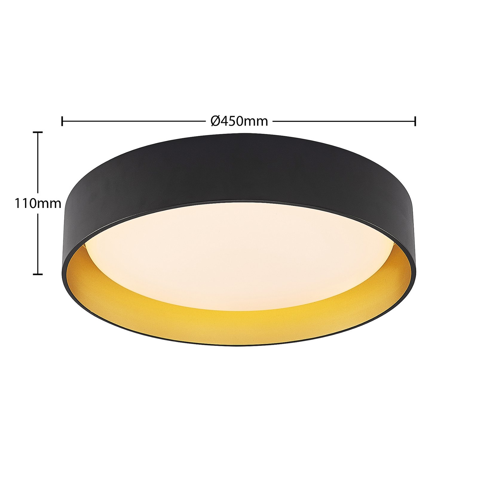 Gracjan Lámpara de Techo Black/Gold - Lindby