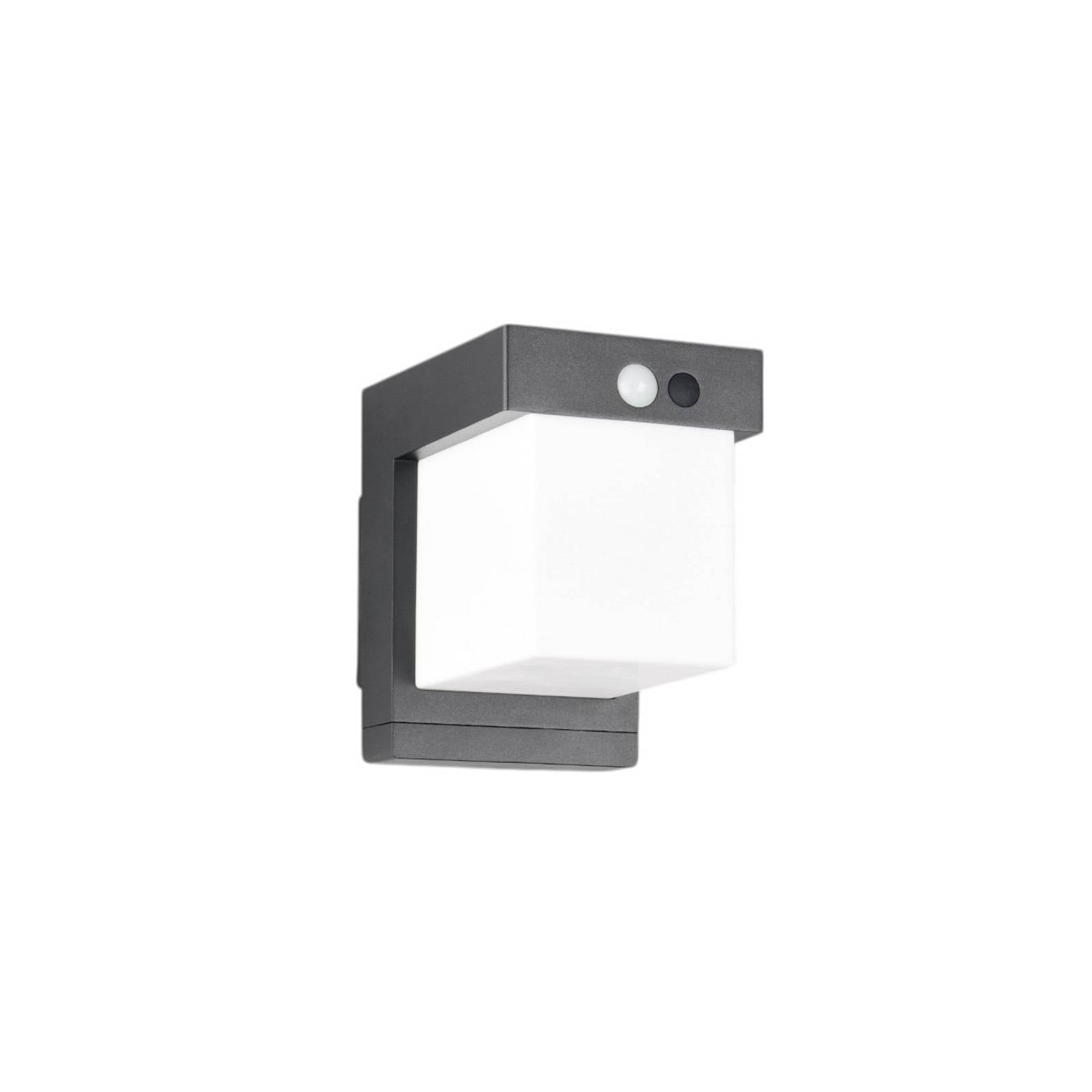 Solar-Wandleuchte Colombo, schwarz matt, Höhe 14 cm, Sensor