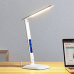 Lámpara de mesa LED Lindby Ludmilla, altura 34 cm, blanco, pantalla