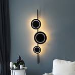 LED nástěnné svítidlo Planetárium, černé, výška 120 cm, 3 světla, hliník