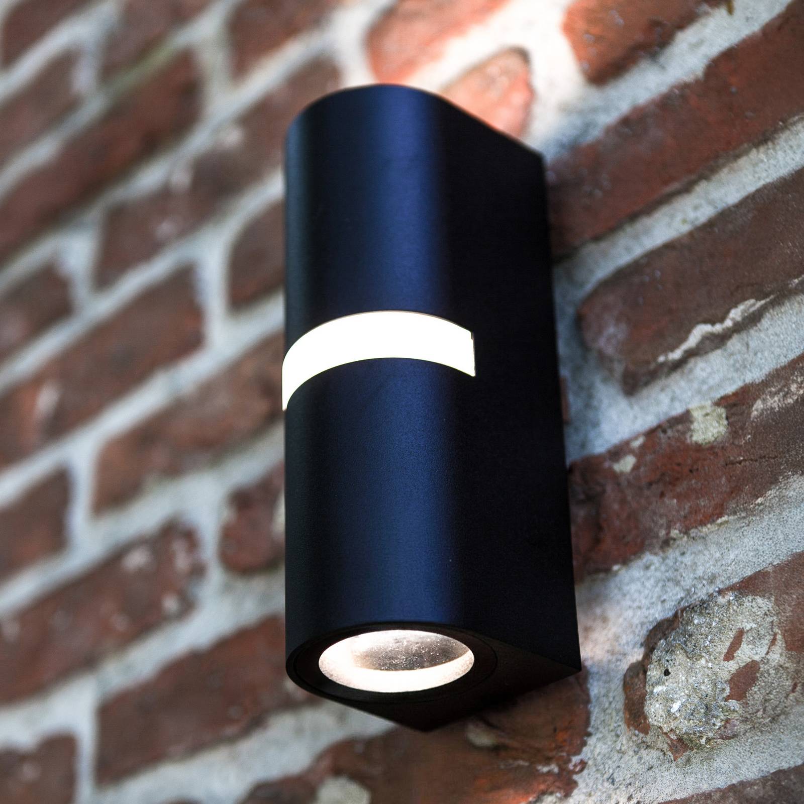 LUTEC Applique d'extérieur MIKA, noire, hauteur 19 cm, 2 x GU10, IP54