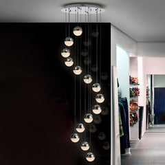 Sphere LED-pendellampe, 14 lyskilder, krom, app