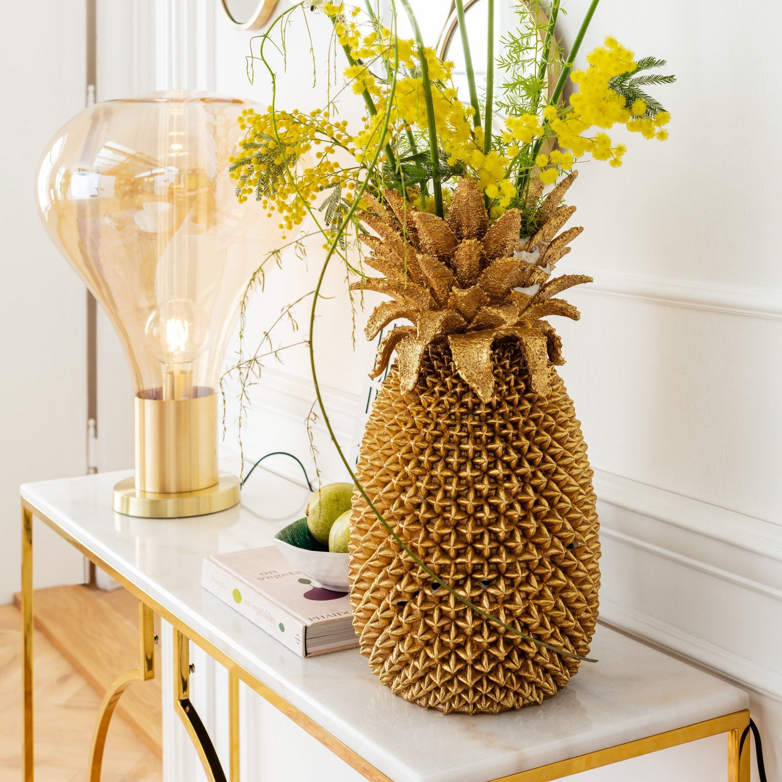 KARE Vase décoratif Pineapple, hauteur 50 cm, polyrésine, fait main