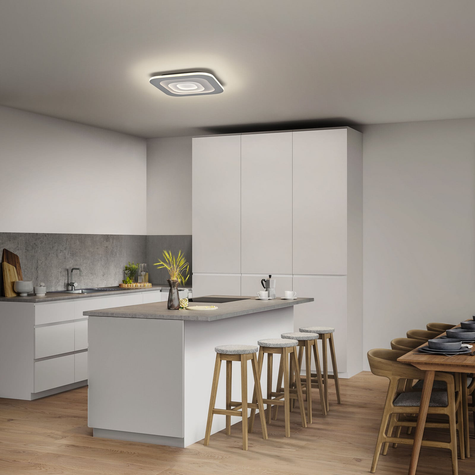 Plafonieră LED OSRAM ORBIS SPIRAL SQUARE 50 x 50 cm gri - Camera de zi / sufragerie - Modern - Metal