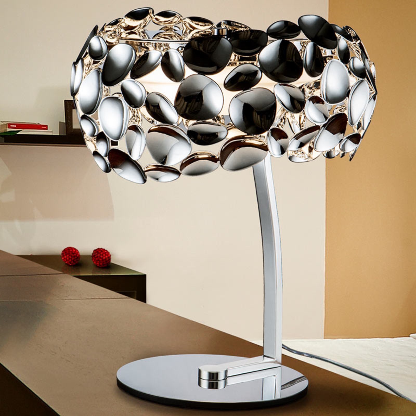 Schuller Narisa LED table lamp, chrome, for Living / Dining Room, metal, acrylic, G9, 6 W, energy efficiency: A+, H: 40 cm