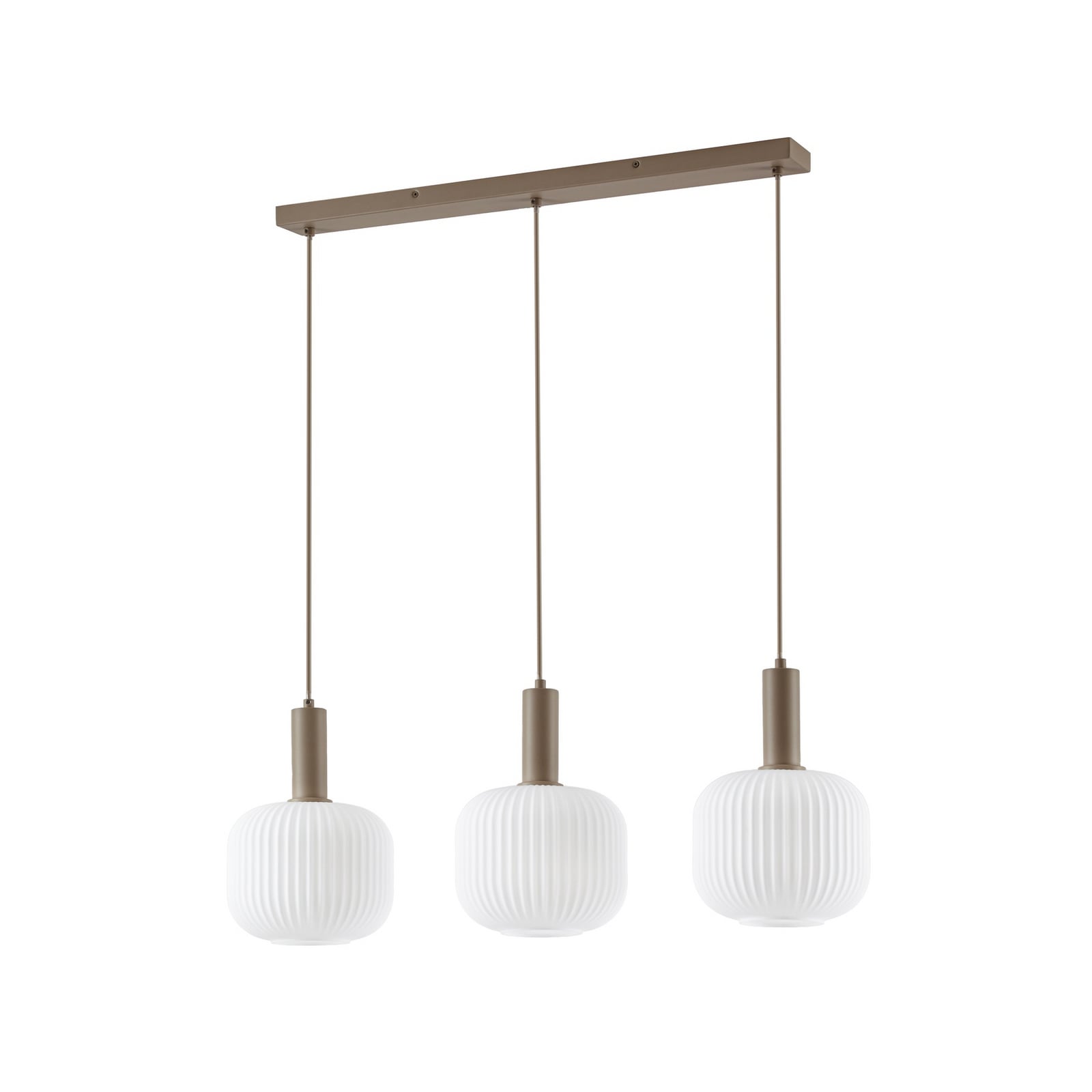 Evey Hängelampe, Länge 80 cm, 3-flg, weiß/beige, Glas - NOLA