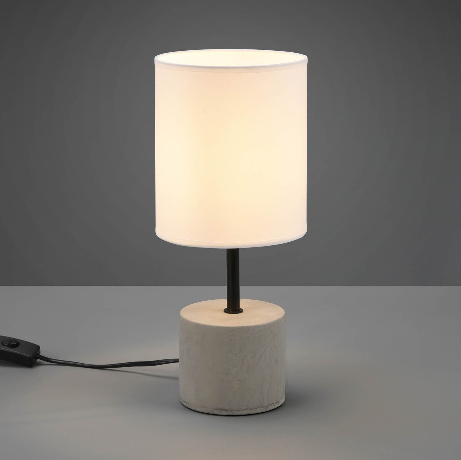 Ben table lamp concrete base, fabric lampshade