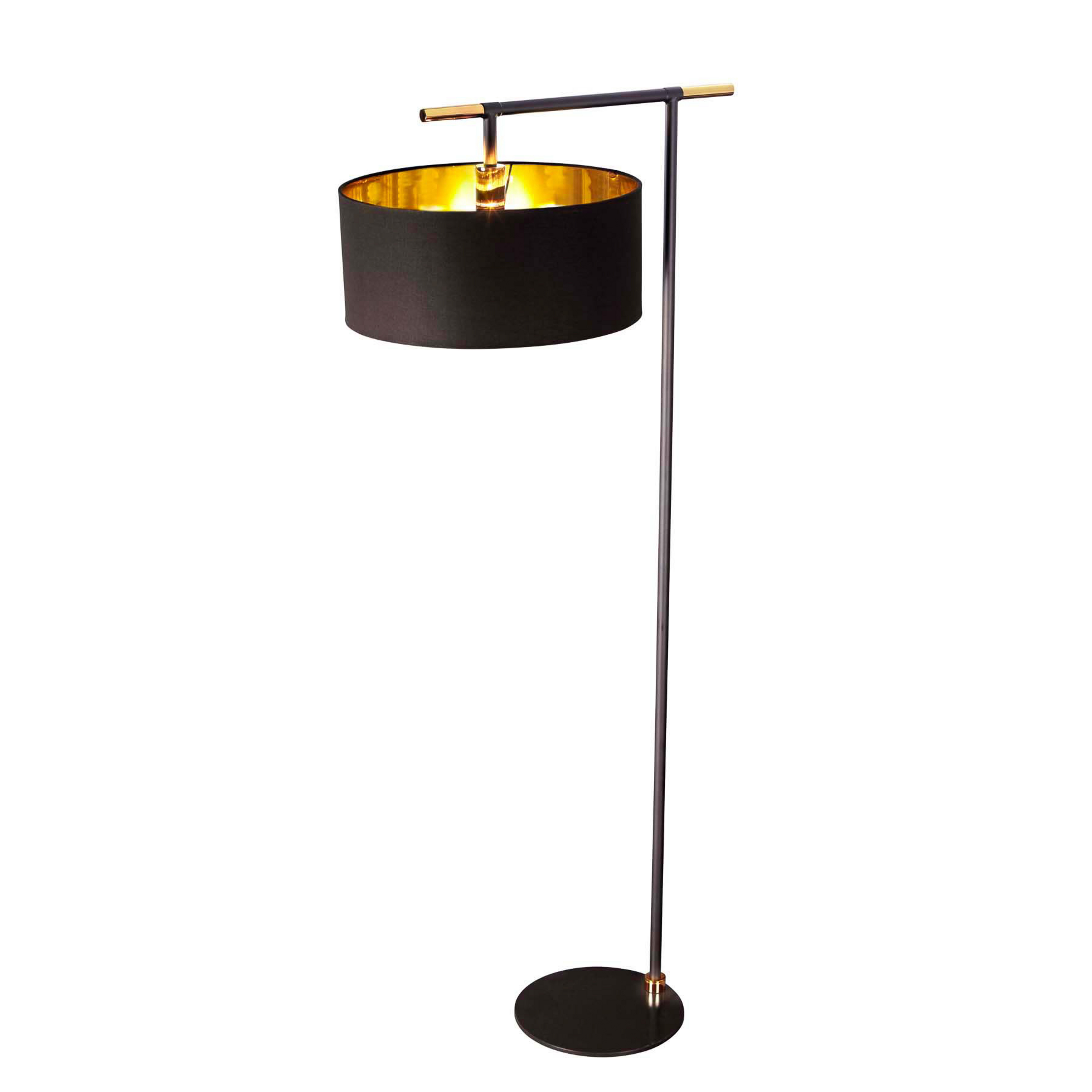 Lampe sur pied Balance, noir/laiton, abat-jour noir