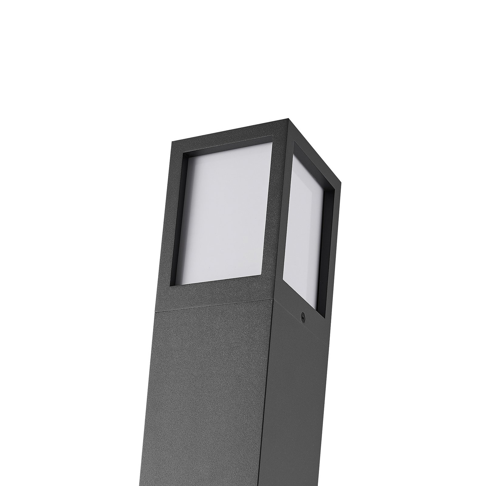 Borne lumineuse Facado II, hauteur 100 cm, angulaire, gris foncé/opale