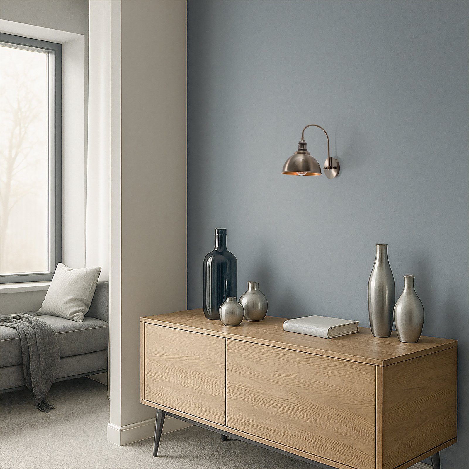 Wandleuchte Saglam, altmessing, Höhe 36 cm, Metall Wandleuchte Saglam, altmessing, Höhe 36 cm, Metall