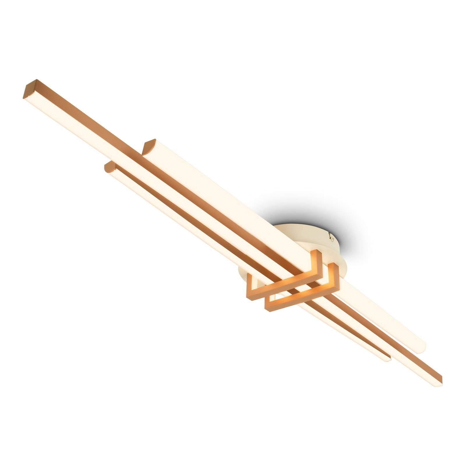 LED-Deckenlampe Tinka, hellgrau/braun, Länge 98 cm