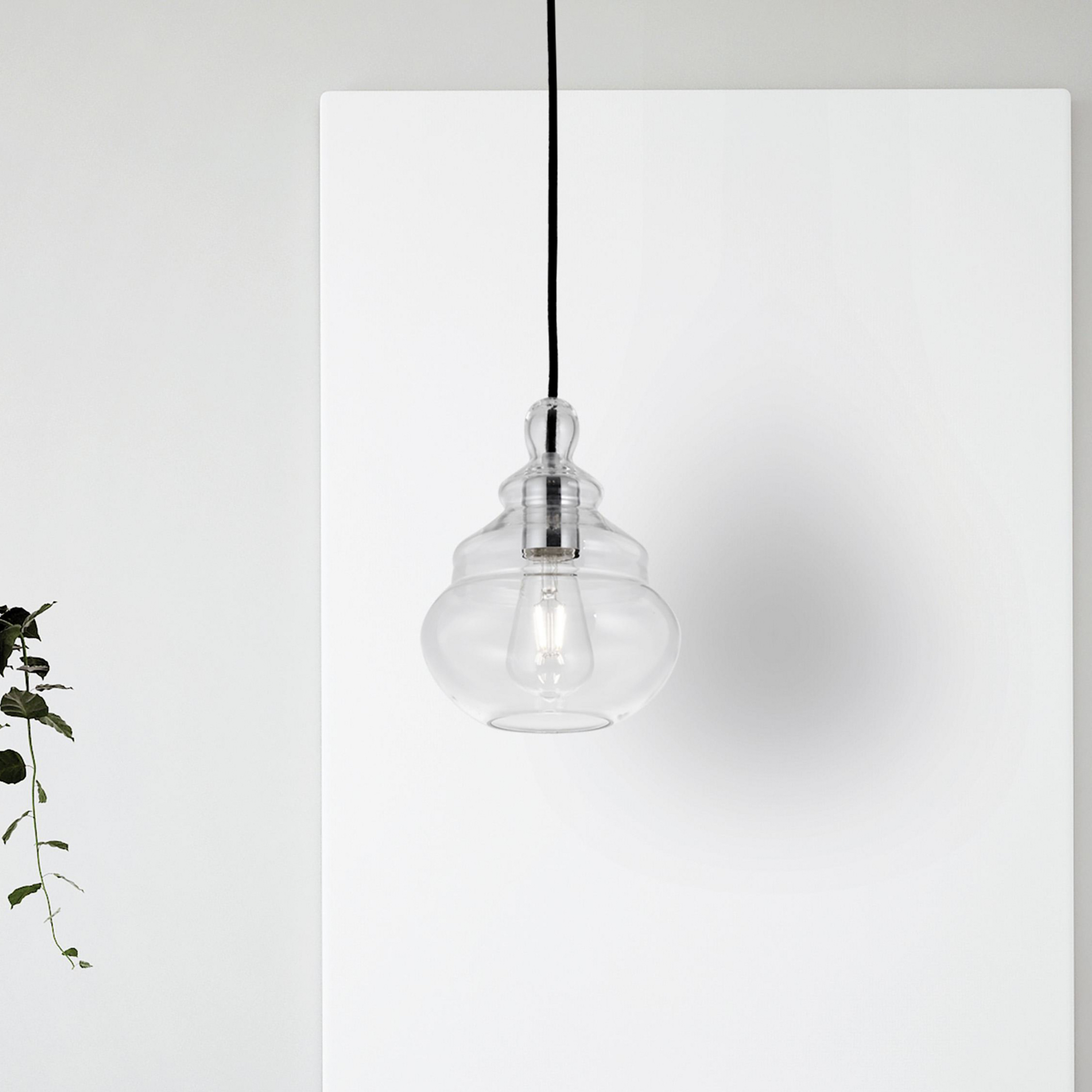Suspension Adone, transparent, verre, Ø 19 cm, à 1 lampe