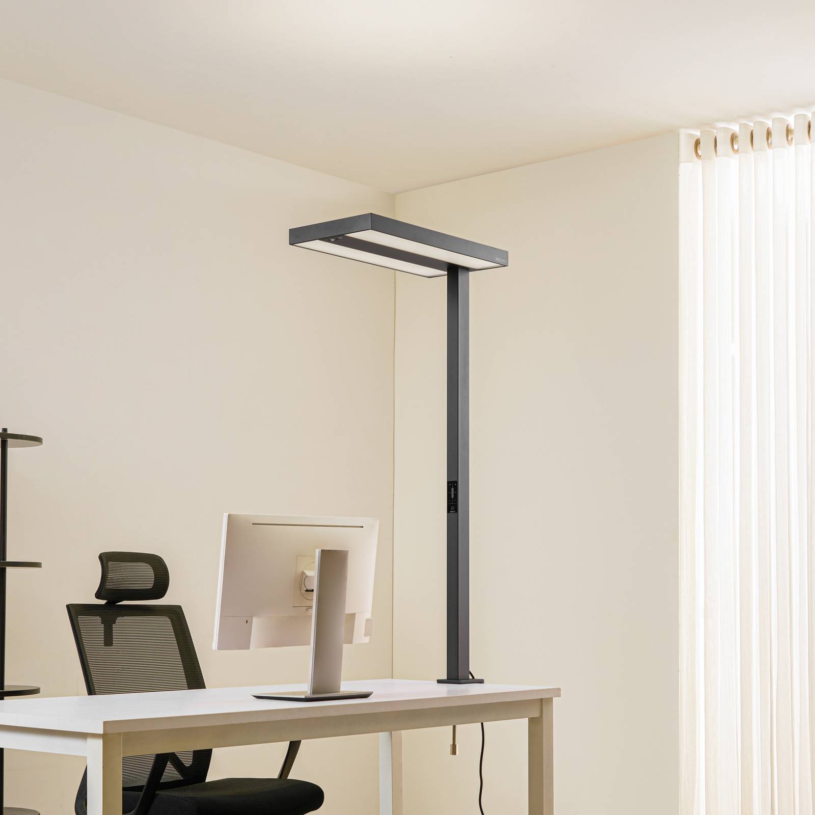 Arcchio LED-Büro-Klemmleuchte Logan schwarz, dimmbar, Sensor günstig online kaufen