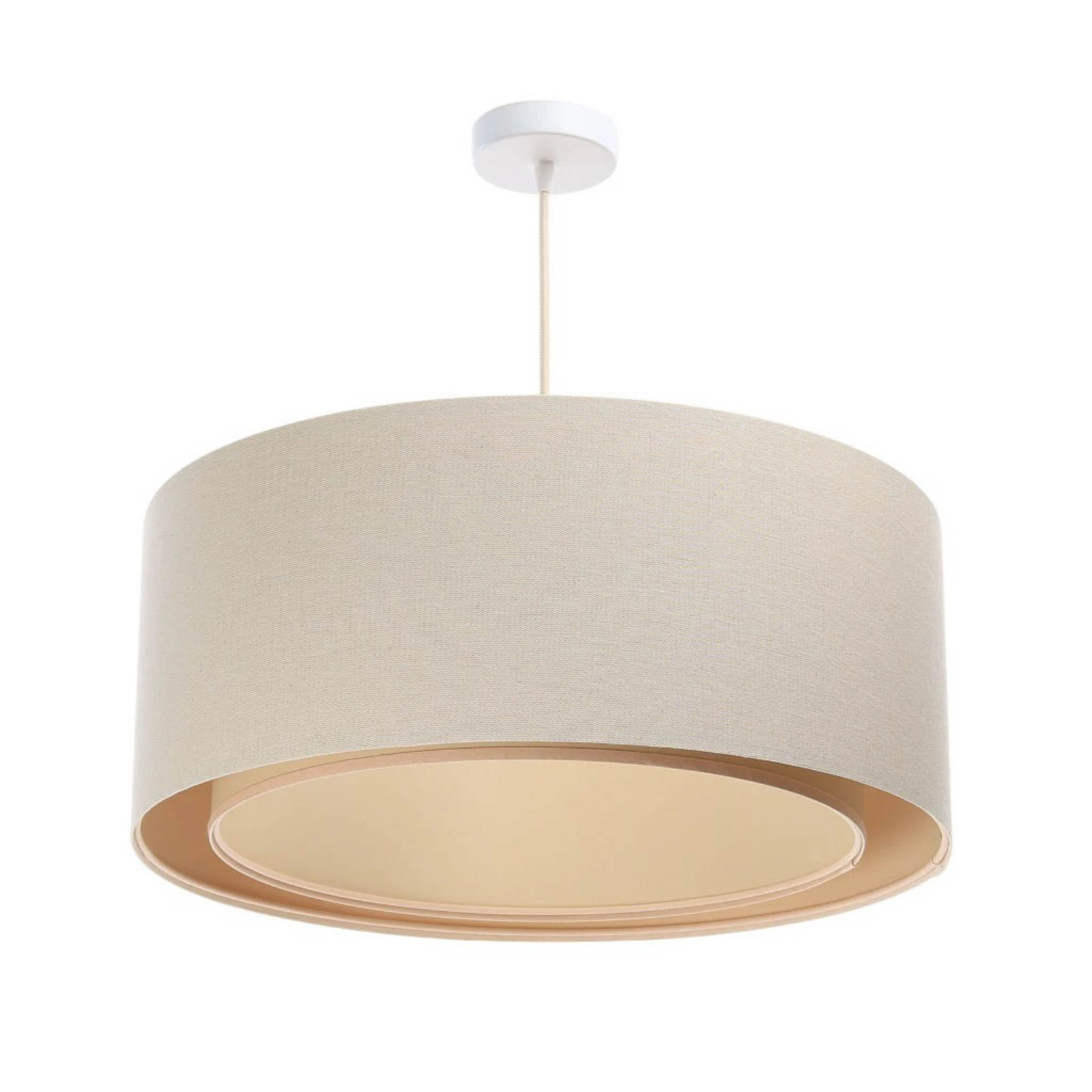 Κρεμαστό φωτιστικό Boho, κρεμ/μπεζ, Ø 50 cm, ύψος 20 cm, γιούτα