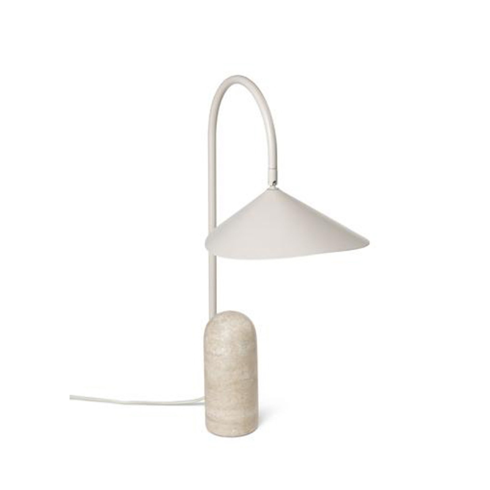ferm LIVING Настолна лампа Arum, бежово, мрамор, стомана, 50 cm