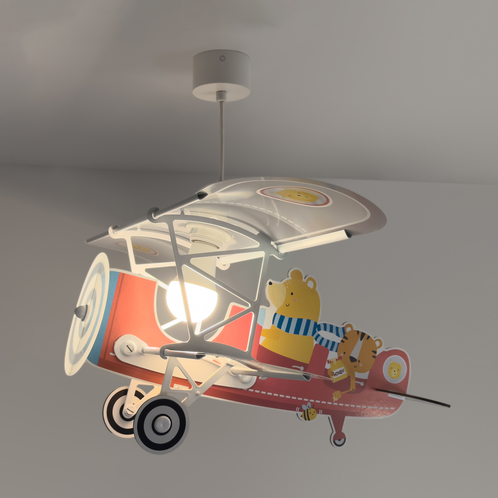 Dalber Teddy Plane pendant light, colourful, wood/plastic