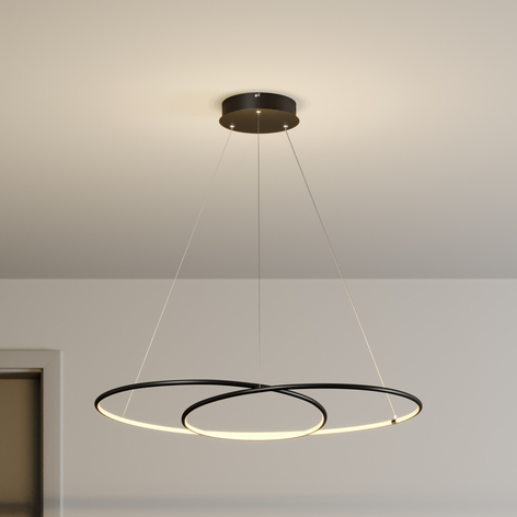 Lindby Lucy sospensione LED, 90cm, nero satinato