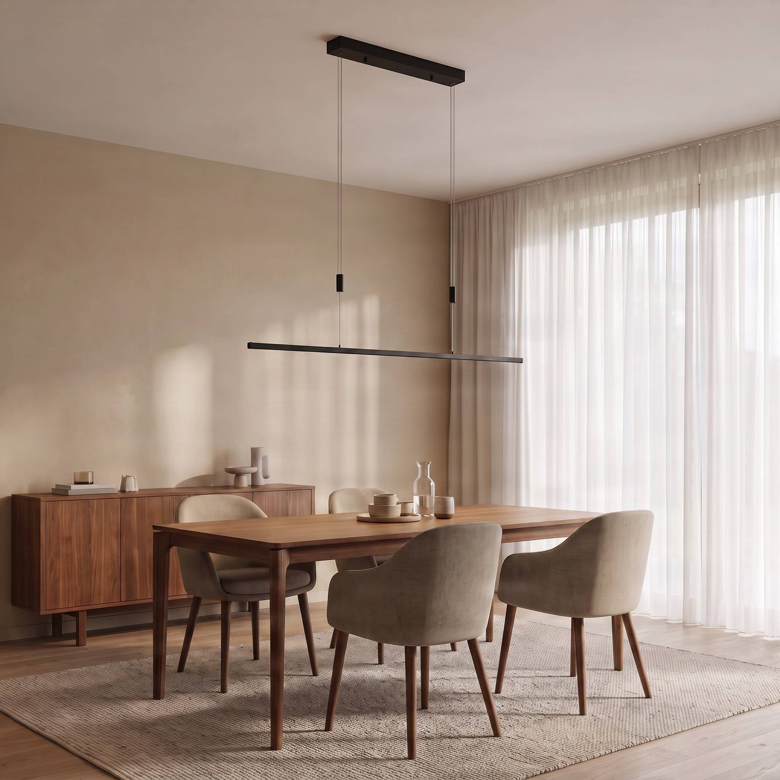 Lampa wisząca LED Lucande Stakato, 120 cm, 6-punktowa, ściemniana