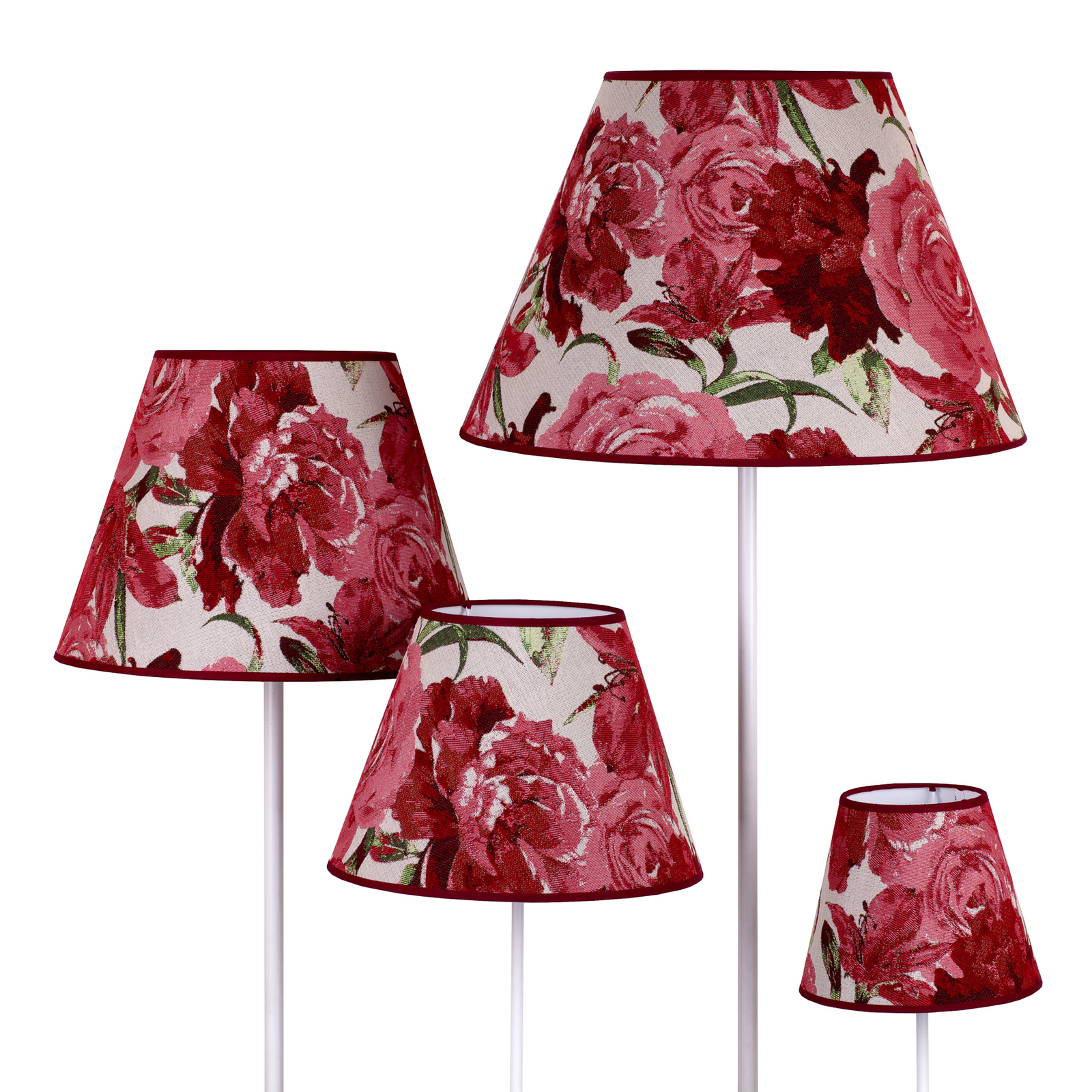 Sofia lampshade height 31 cm, floral pattern red