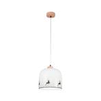 KOLARZ Chalet hanging light, white/deer green, Ø 25 cm, glass